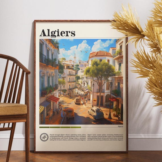 Algiers Travel Print Algeria Poster Wall Art Africa