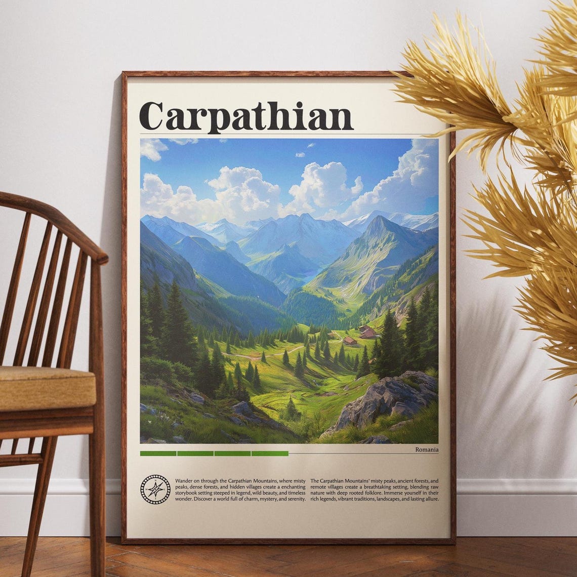 Carpathian Mountains Romania Misty Peaks Forest Valley Travel Poster