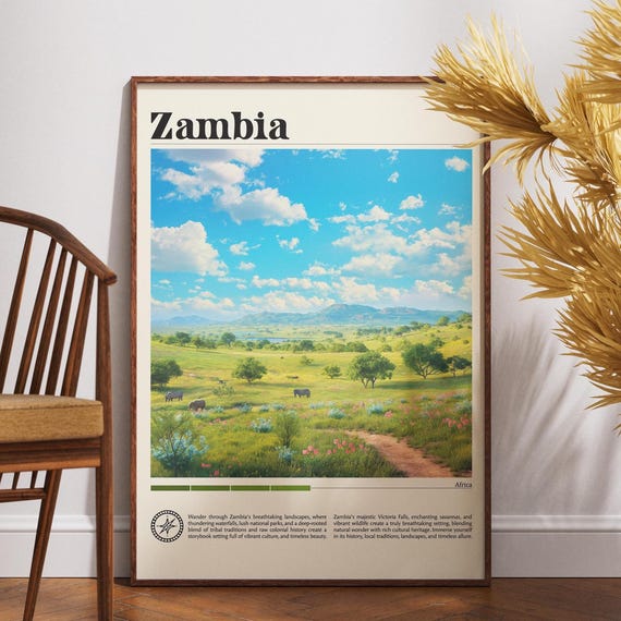 Zambia Travel Print Africa Poster Wall Art