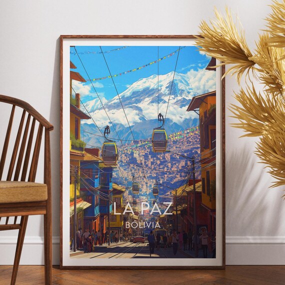 La Paz Travel Print Bolivia Poster Wall Art South America Bolivian