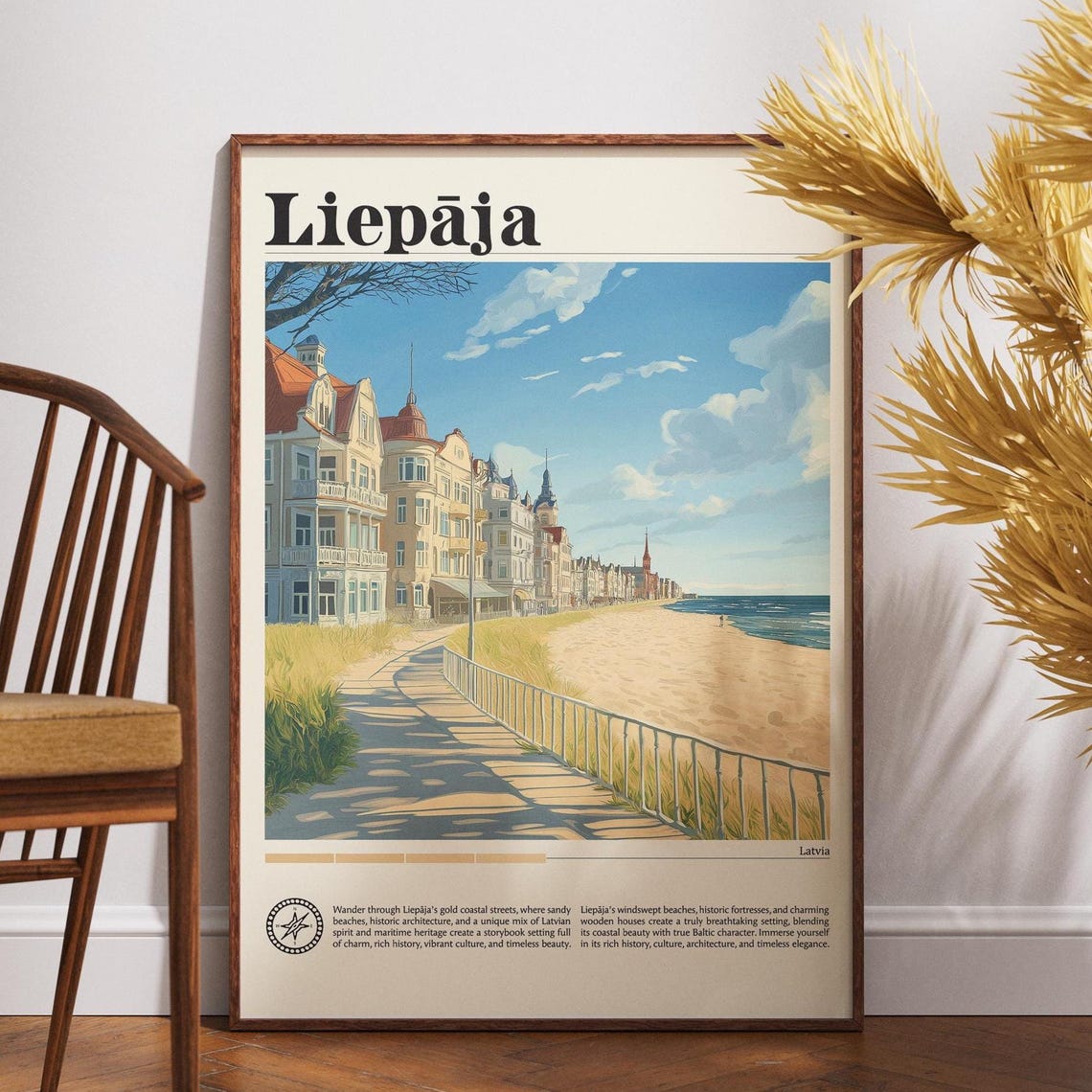 Liepaja Latvia Beach Promenade Historic Buildings Coast Poster