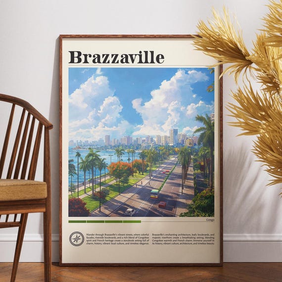 Brazzaville Travel Print Republic Of The Congo Wall Art Poster Africa City