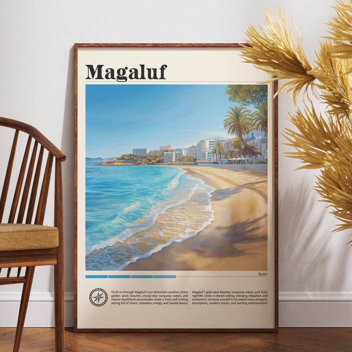 Magaluf Spain Golden Beach Turquoise Waters Resort Travel Poster