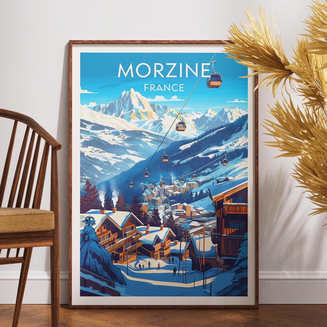 Morzine France Alpine Ski Resort Gondolas Winter Travel Poster