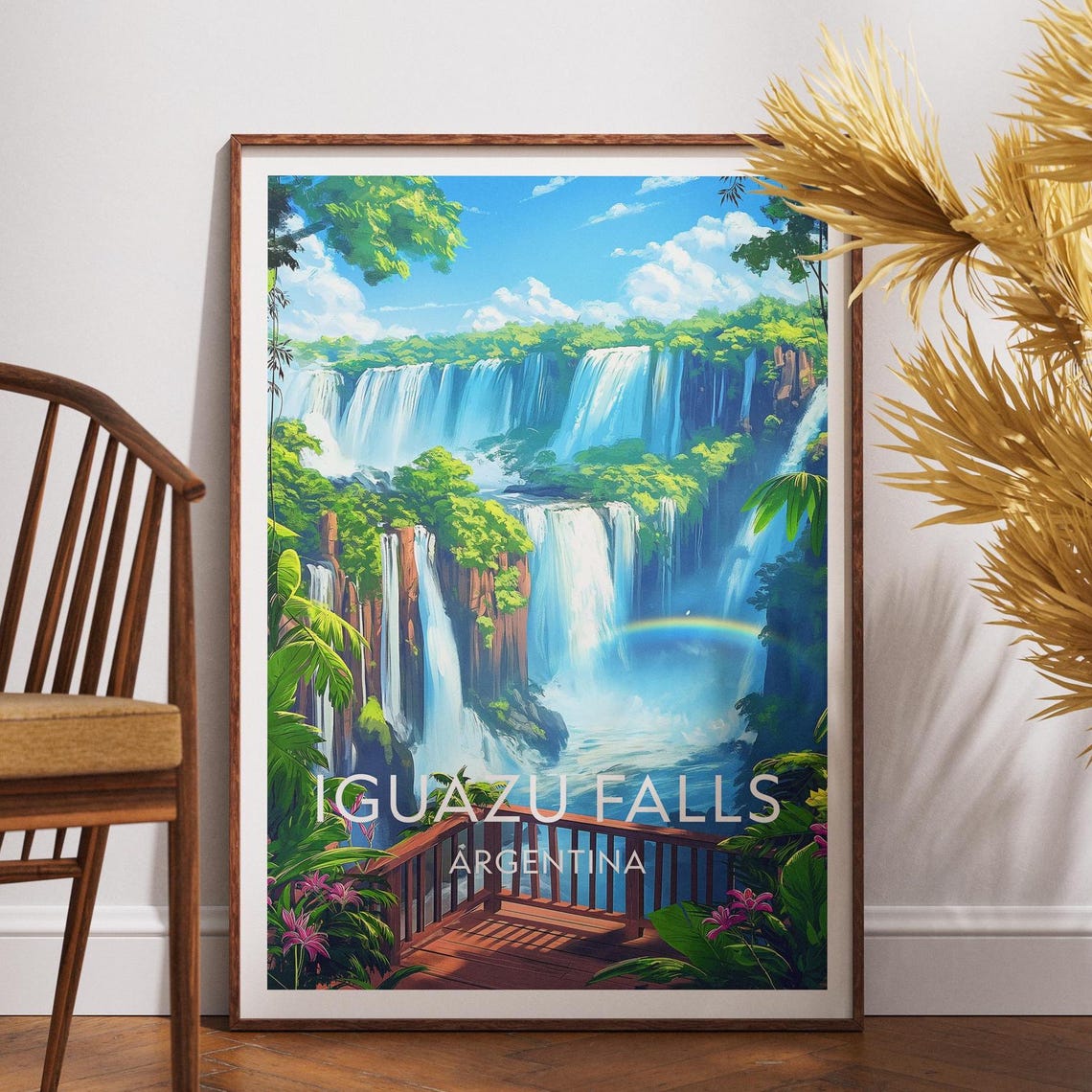 Iguazu Falls Argentina Jungle Waterfall Boardwalk View Poster