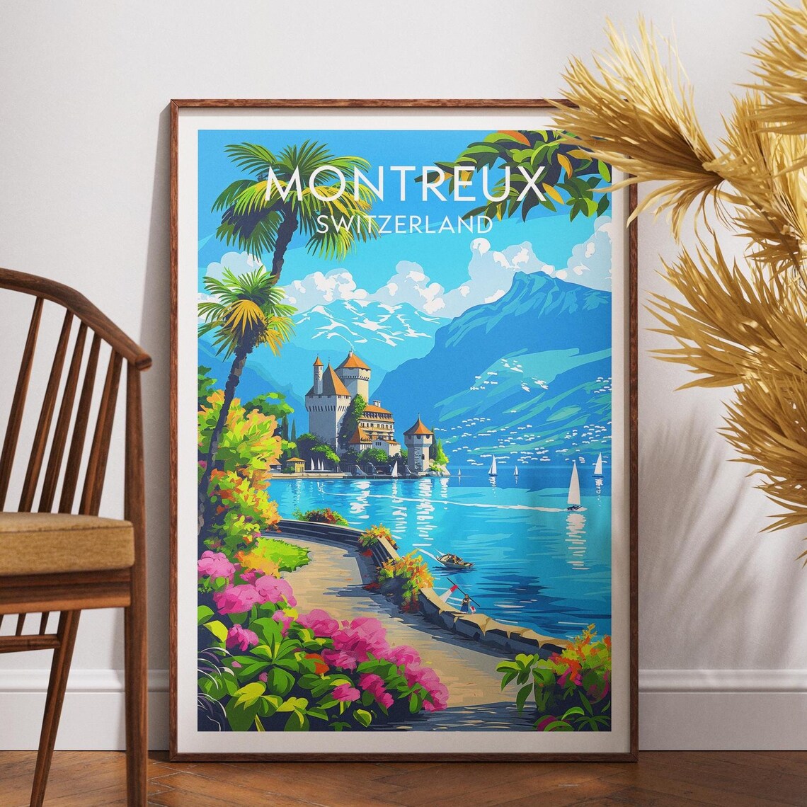 Montreux Travel Poster, Switzerland Europe