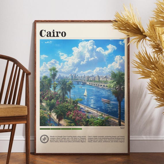Cairo Travel Print Egypt Poster Wall Art Africa
