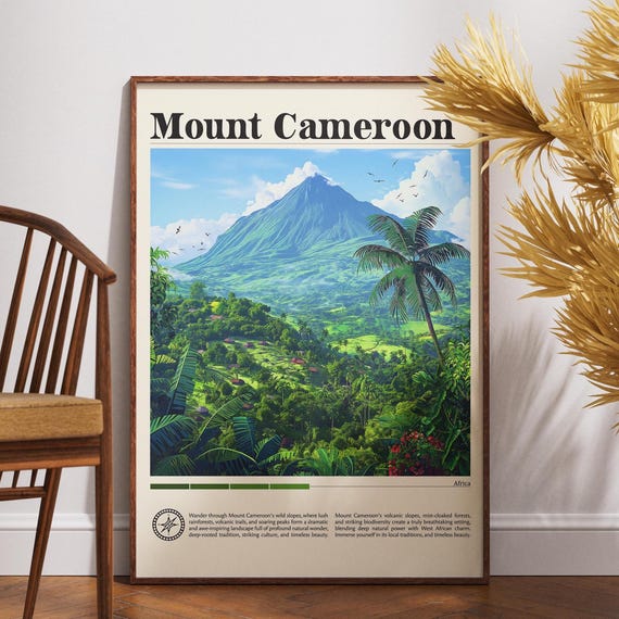 Mount Cameroon Travel Print Africa Poster Wall Art