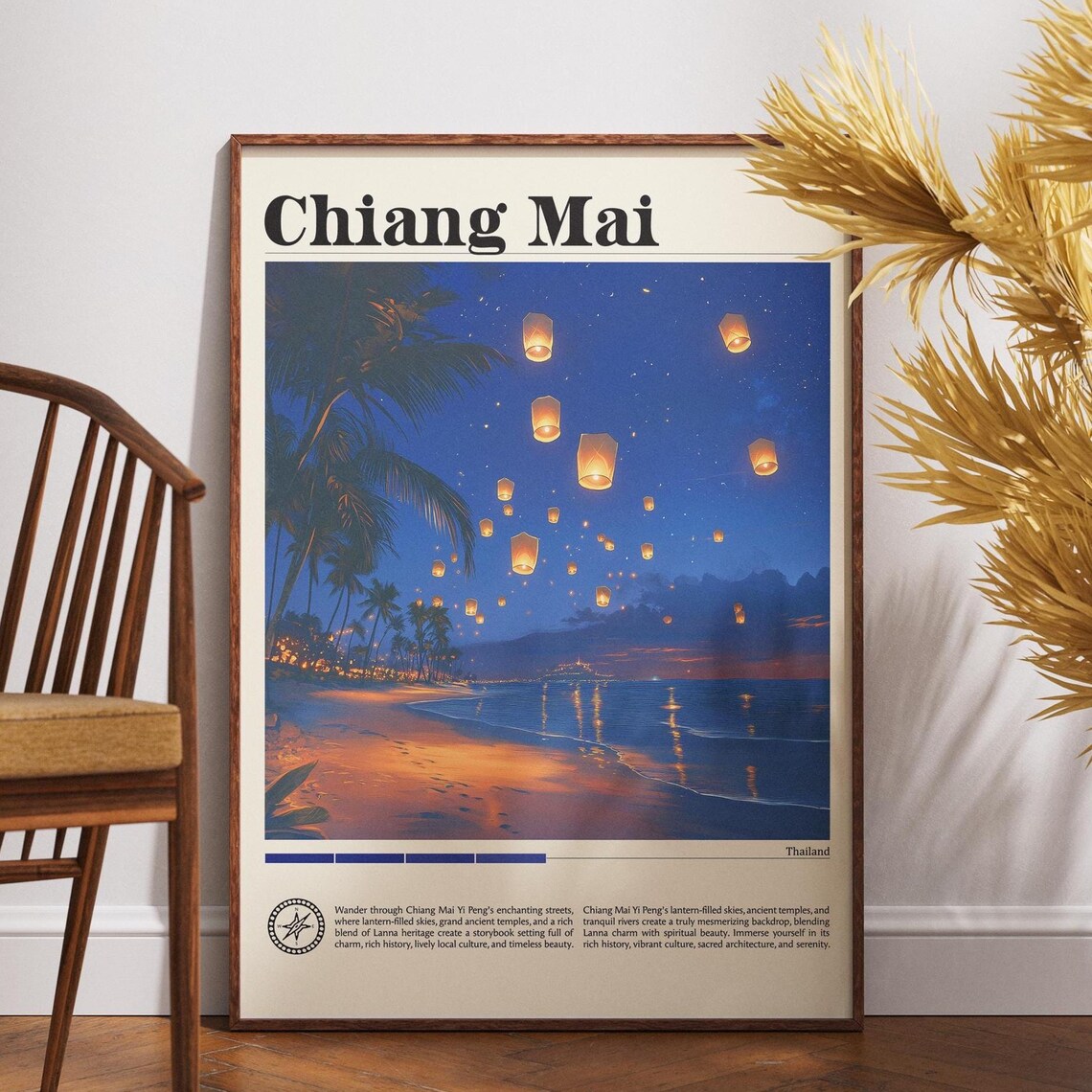 Chiang Mai Travel Poster, Yi Peng Lantern Fest