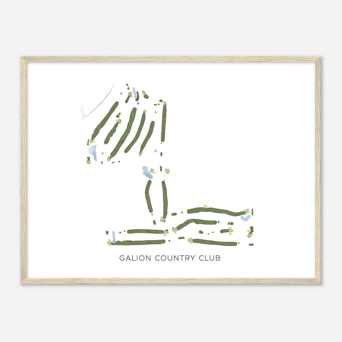 Galion Country Club Ohio Modern Watercolor Golf Course Map Poster - Image 2