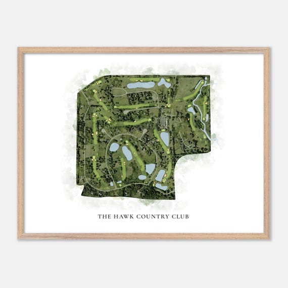 The Hawk Country Club In St Charles Illinois Classic Watercolor Map Golfer Gift Golf Wall Art Golf Poster Print Course Layout