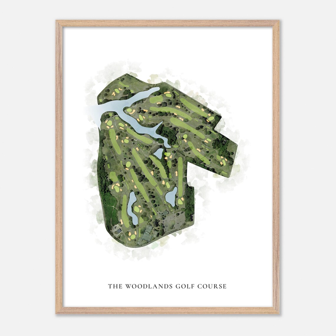 The Woodlands Golf Course Hampton Virginia Classic Watercolor Map Poster - Image 6