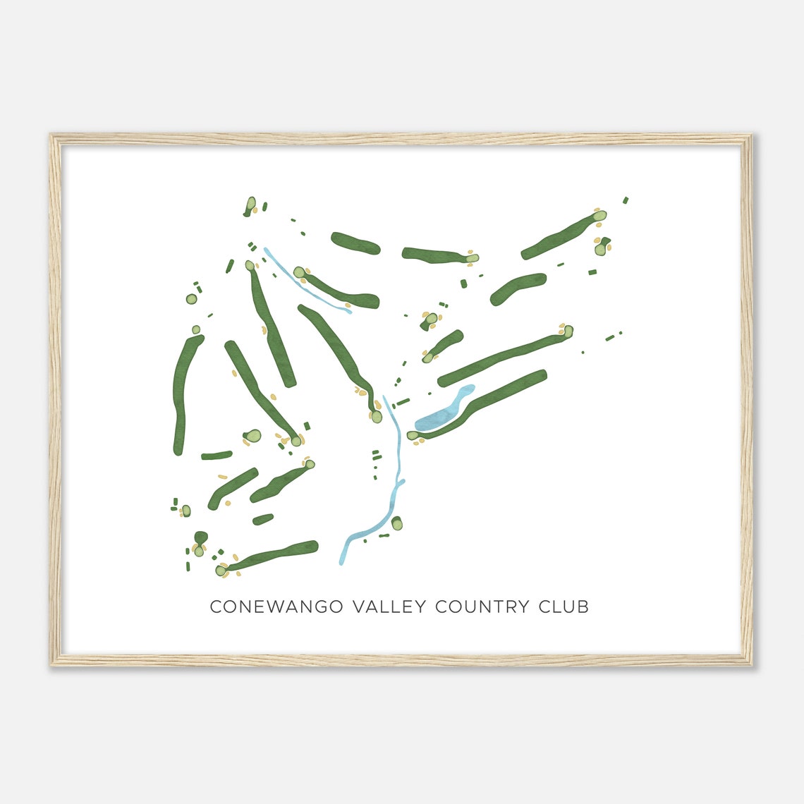 Conewango Valley Country Club Modern Watercolor Golf Map Poster