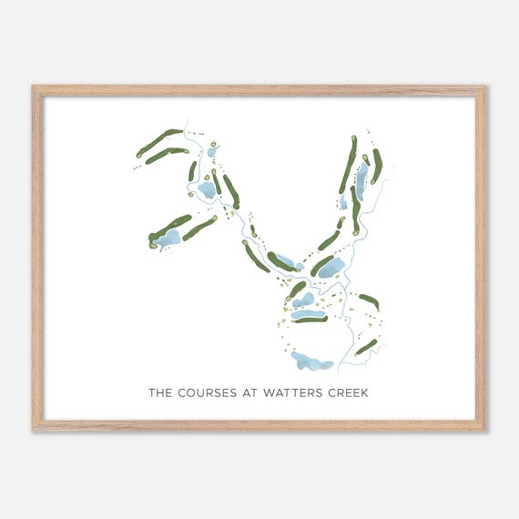 The Courses At Watters Creek In Plano Texas Modern Watercolor Map Golfer Gift Golf Wall Art Golf Poster Print Course Layout