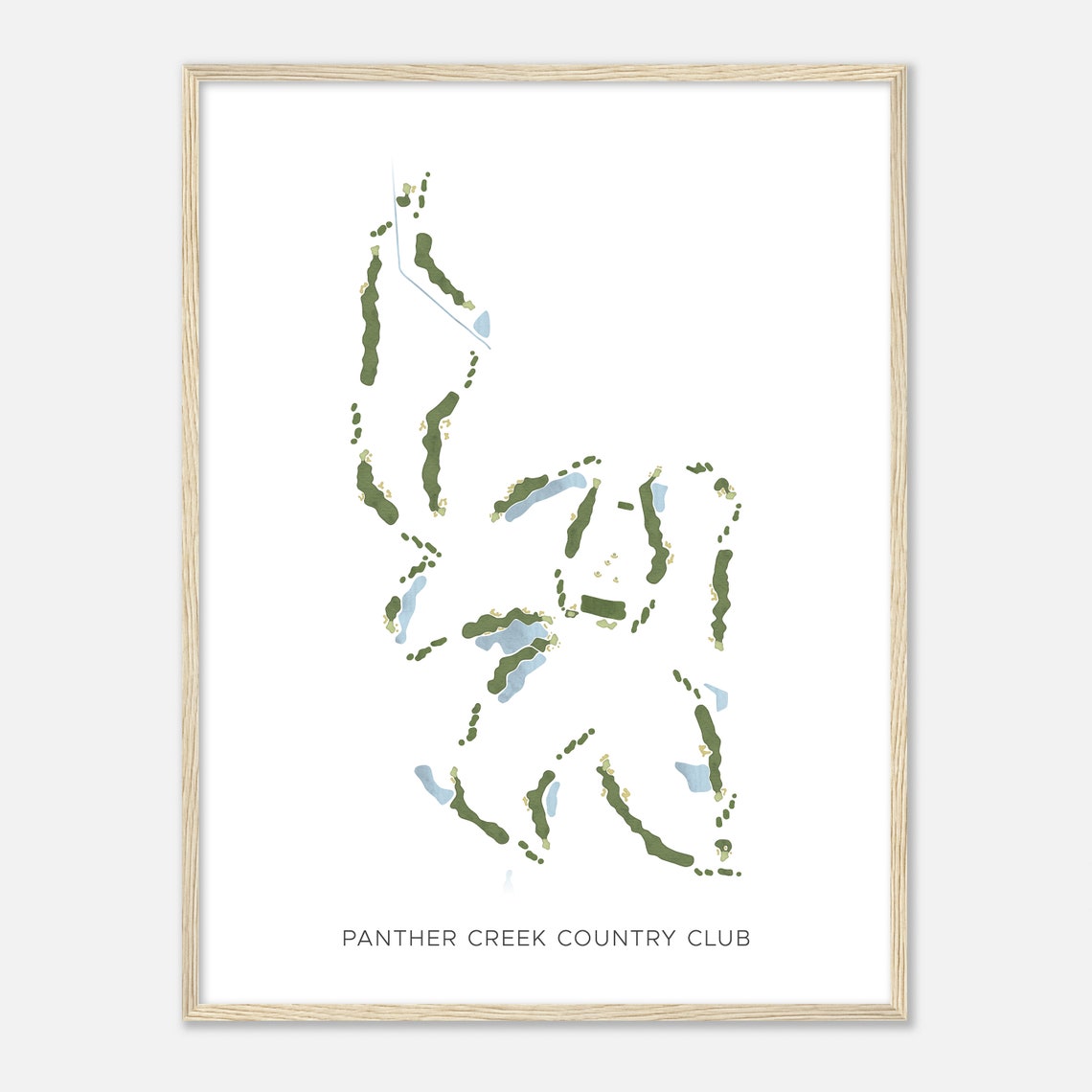 Panther Creek Country Club Elegant Golf Course Map Art Poster