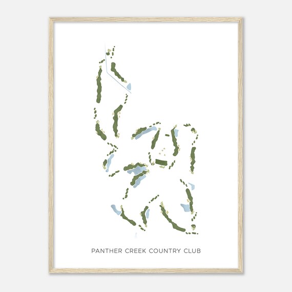 Panther Creek Country Club Illinois Modern Watercolor Map Golfer Gift Golf Wall Art Golf Poster Print Course Layout