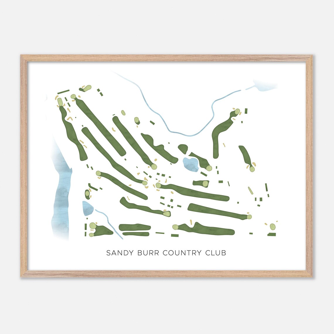 Sandy Burr Country Club Modern Minimalist Course Map Art Poster