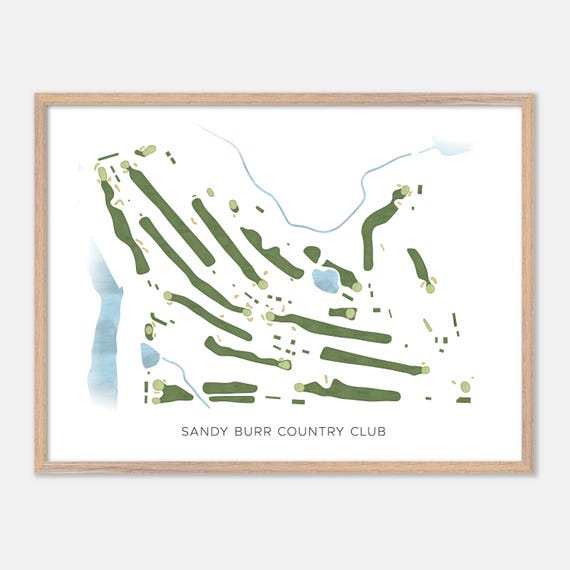 Sandy Burr Country Club In Wayland Massachusetts Modern Watercolor Map Golfer Gift Golf Wall Art Golf Poster Print Course Layout