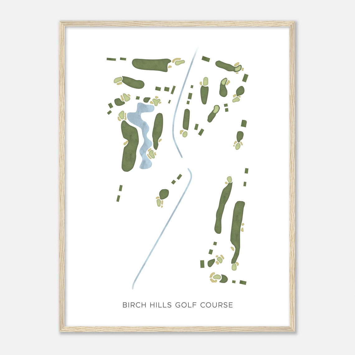 Birch Hills Golf Course California Modern Watercolor Map Art Poster - Image 2