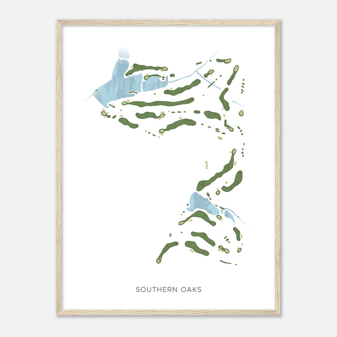 Southern Oaks South Carolina Modern Watercolor Course Map Poster
