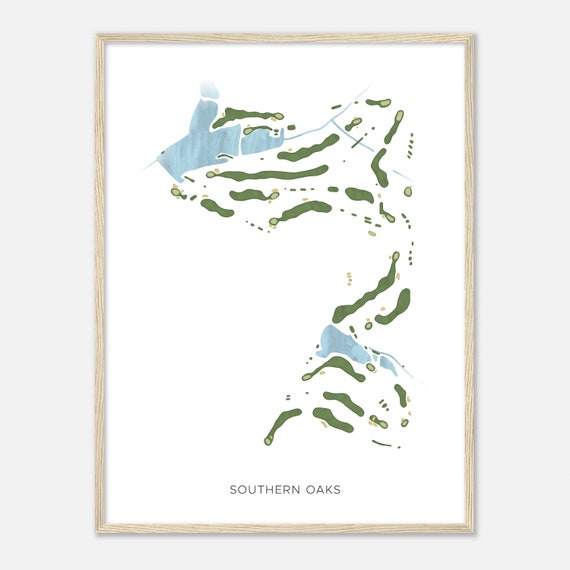Southern Oaks South Carolina Modern Watercolor Map Golfer Gift Golf Wall Art Golf Poster Print Course Layout