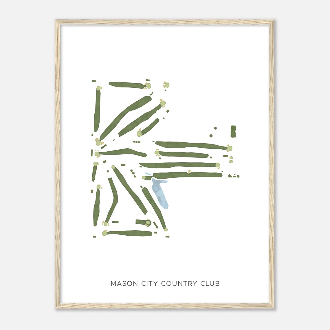 Mason City Country Club Modern Watercolor Golf Course Map Poster
