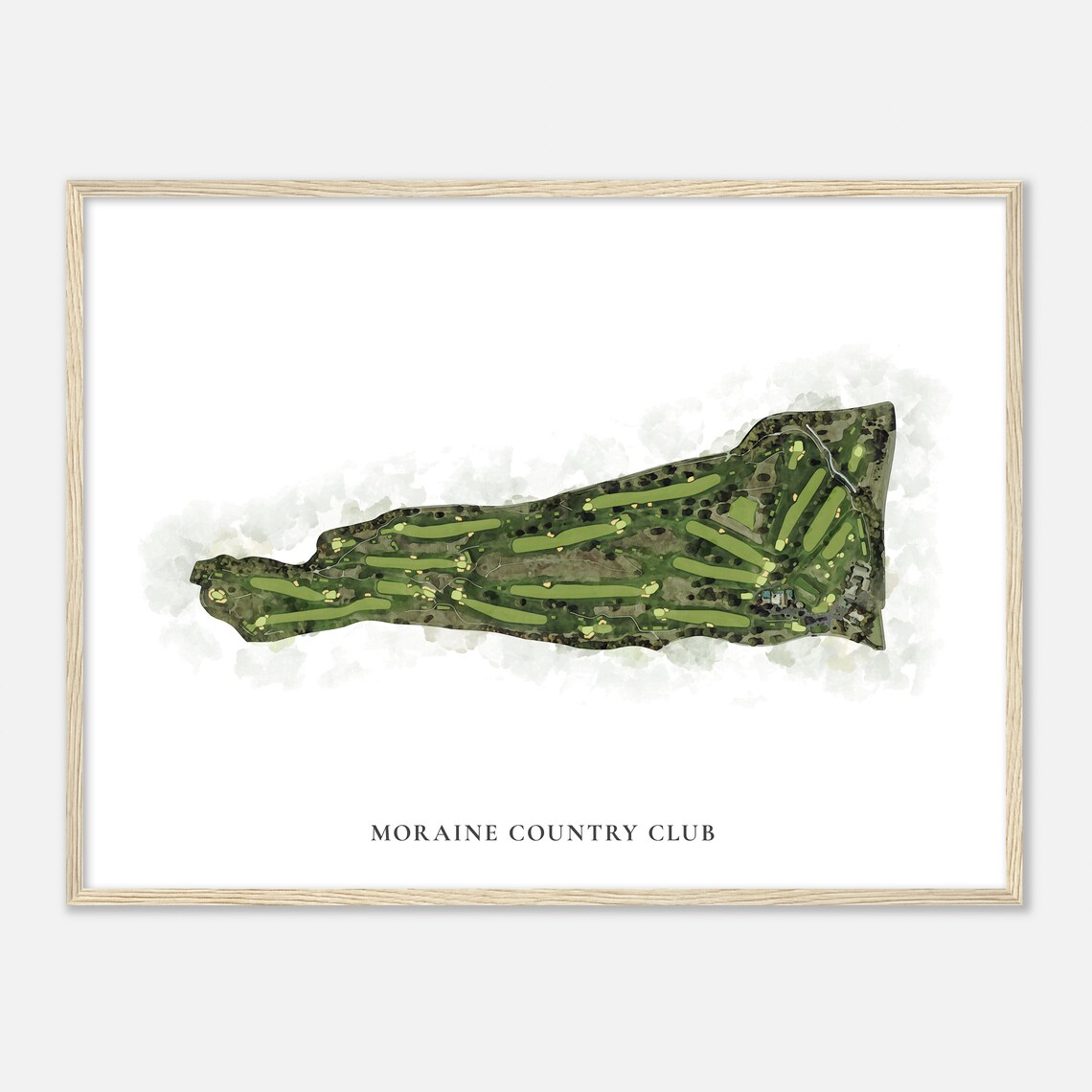 Moraine Country Club Ohio Watercolor Golf Course Map Art Poster - Image 2