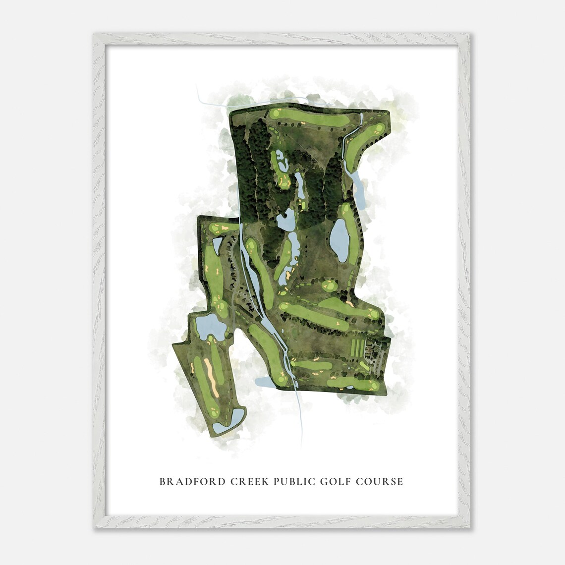Bradford Creek Public Golf Course Greenville NC Classic Watercolor Golf Map Poster - Image 2