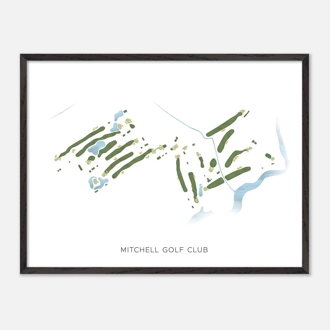 Mitchell Golf Club Modern Minimalist Watercolor Course Layout Poster - Image 4