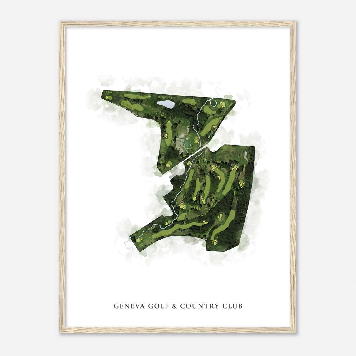 Geneva Golf & Country Club Watercolor Aerial Golf Course Map Poster - Image 2