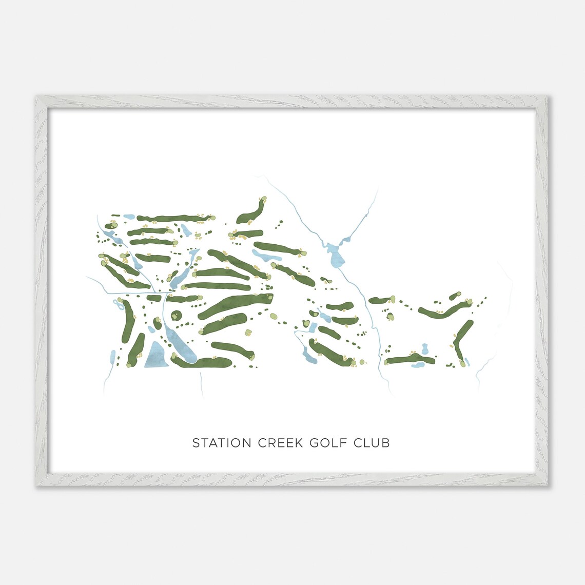Station Creek Golf Club Modern Minimalist Watercolor Map Poster - Image 3