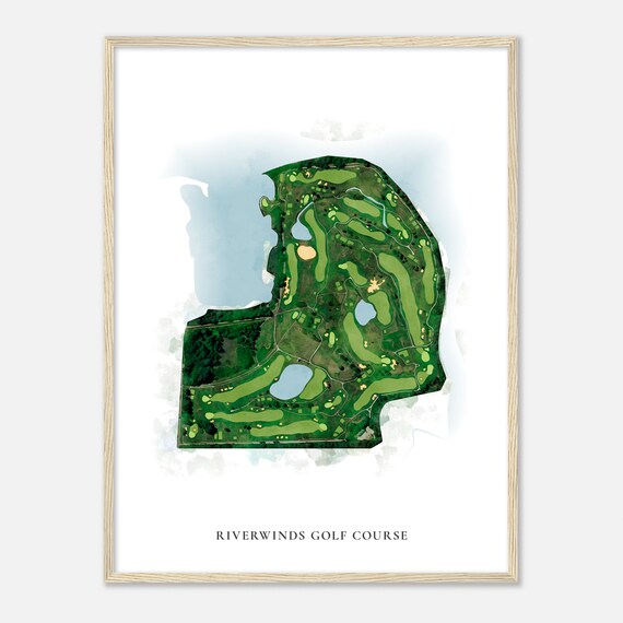 Riverwinds Golf Course New Jersey Classic Watercolor Map Golfer Gift Golf Wall Art Golf Poster Print Course Layout
