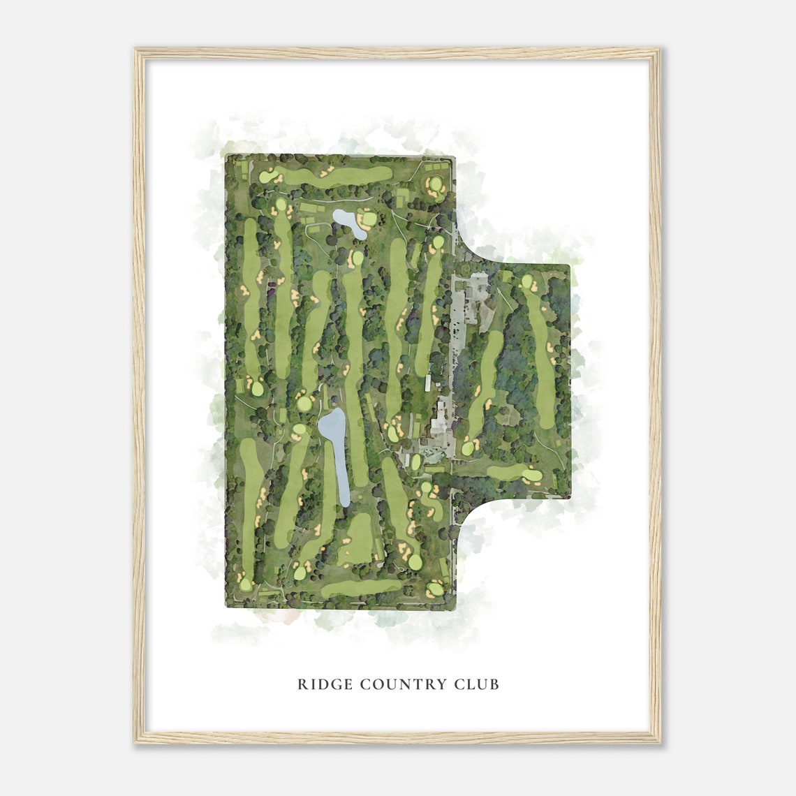 Ridge Country Club Classic Watercolor Golf Course Map Poster - Image 2