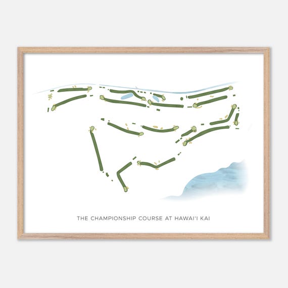 The Championship Course At Hawaii Kai In Honolulu Hawaii Modern Watercolor Map Golfer Gift Golf Wall Art Golf Poster Print