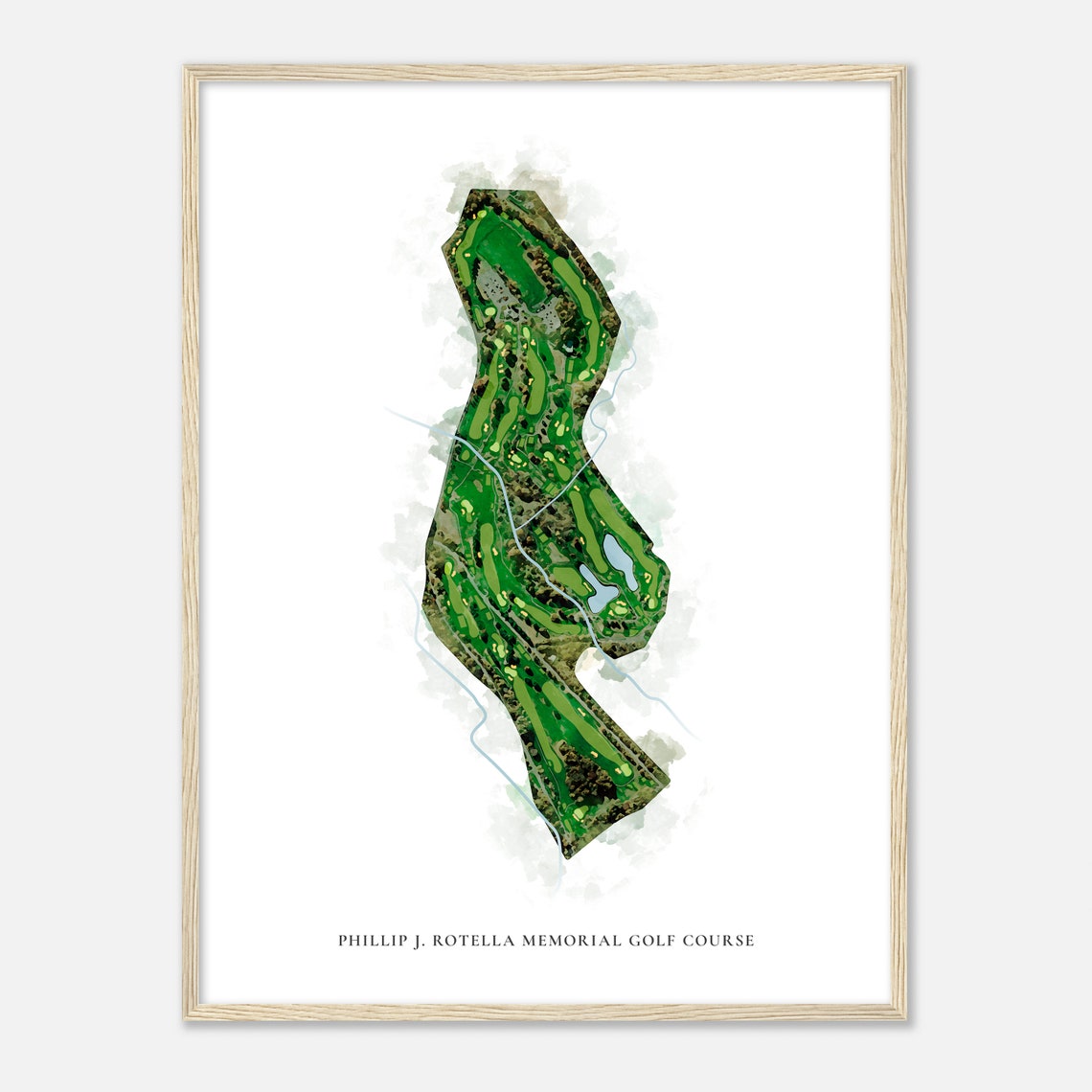 Phillip J. Rotella Memorial Golf Course Watercolor Map Art Poster - Image 2