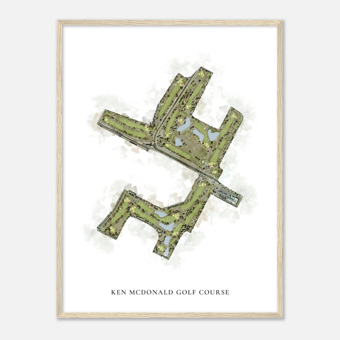 Ken McDonald Golf Course Classic Detailed Watercolor Map Poster - Image 2