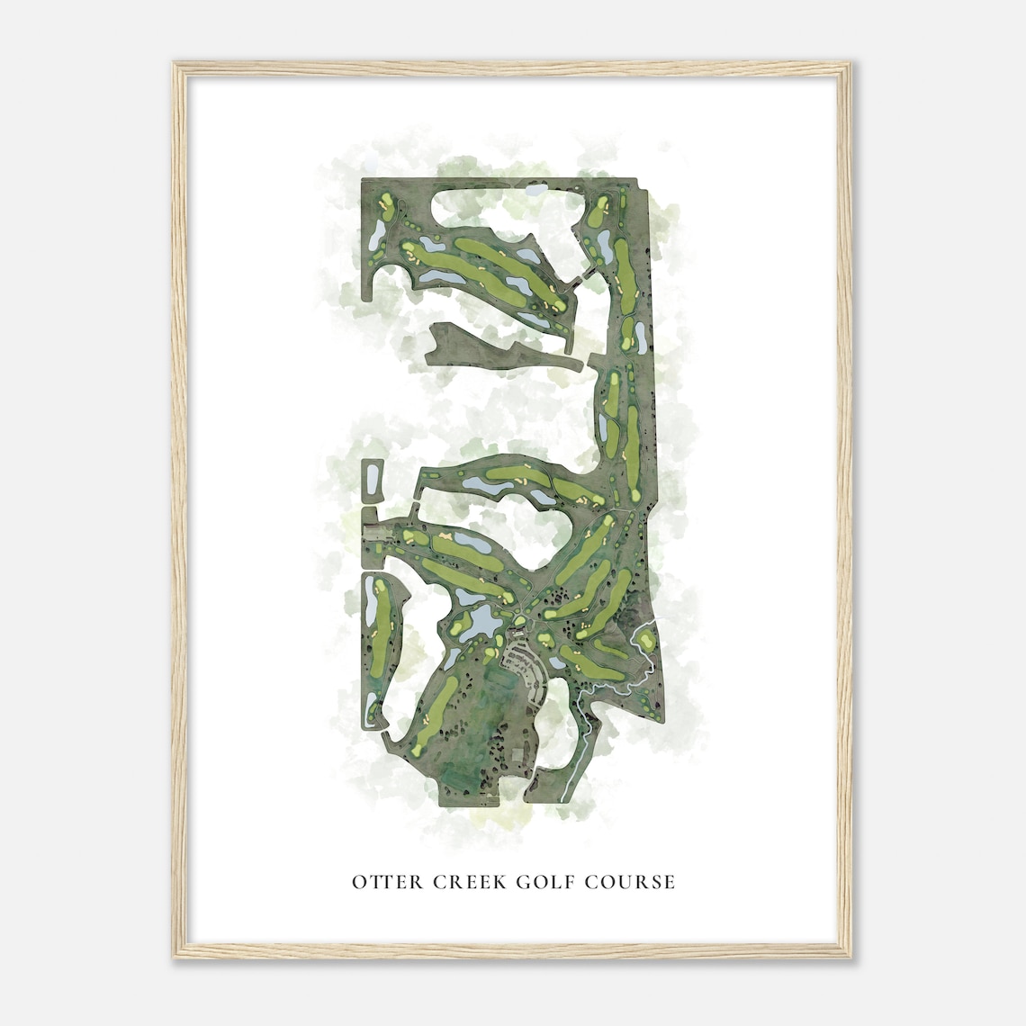 Otter Creek Golf Course Iowa Classic Watercolor Map Art Print