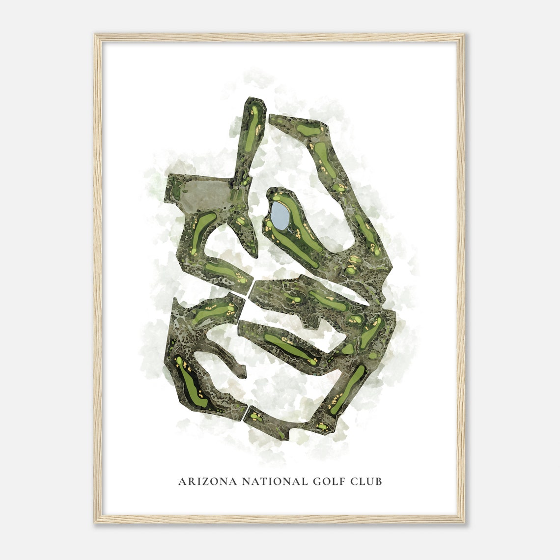 Arizona National Golf Club Classic Watercolor Golf Course Map Poster - Image 2
