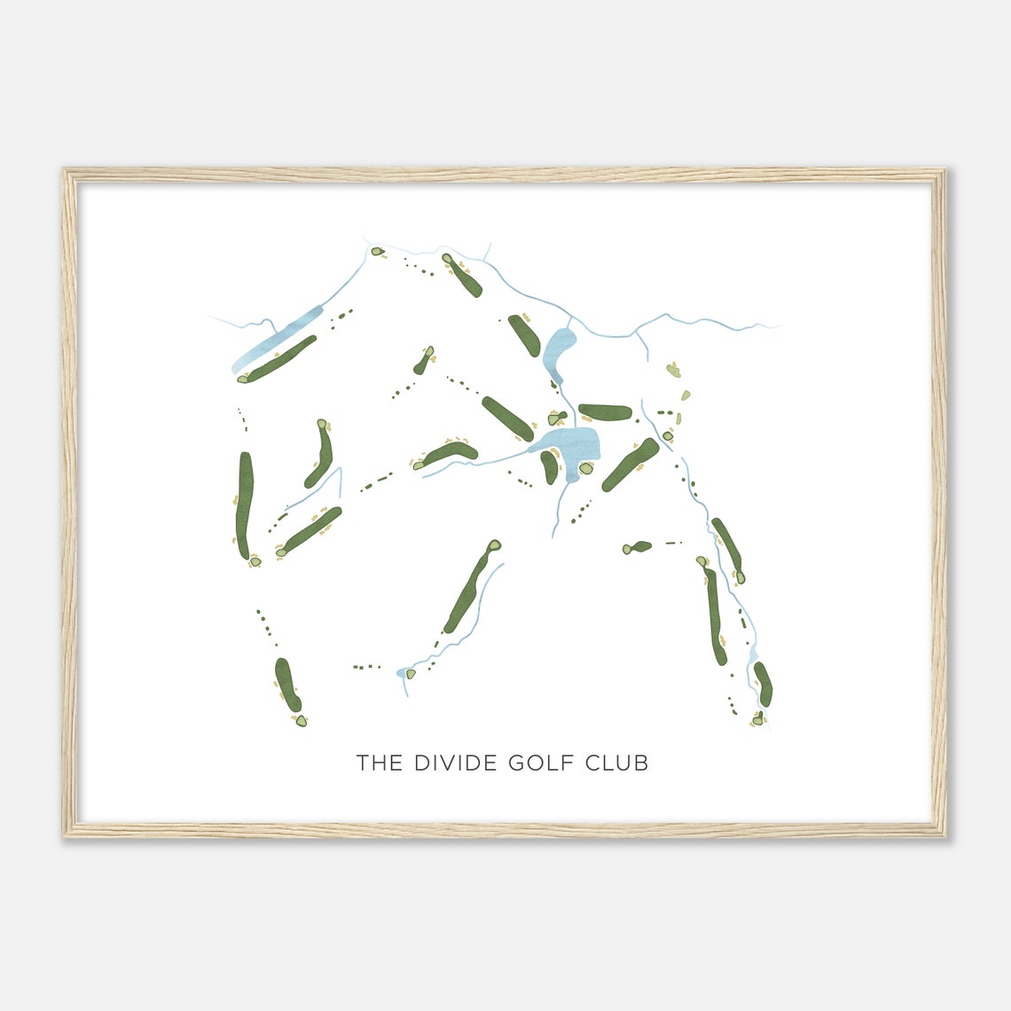 The Divide Golf Club North Carolina Modern Watercolor Map Poster