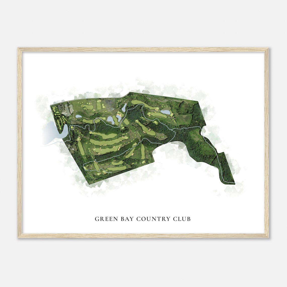 Green Bay Country Club Golf Course Watercolor Map Art Poster - Image 2