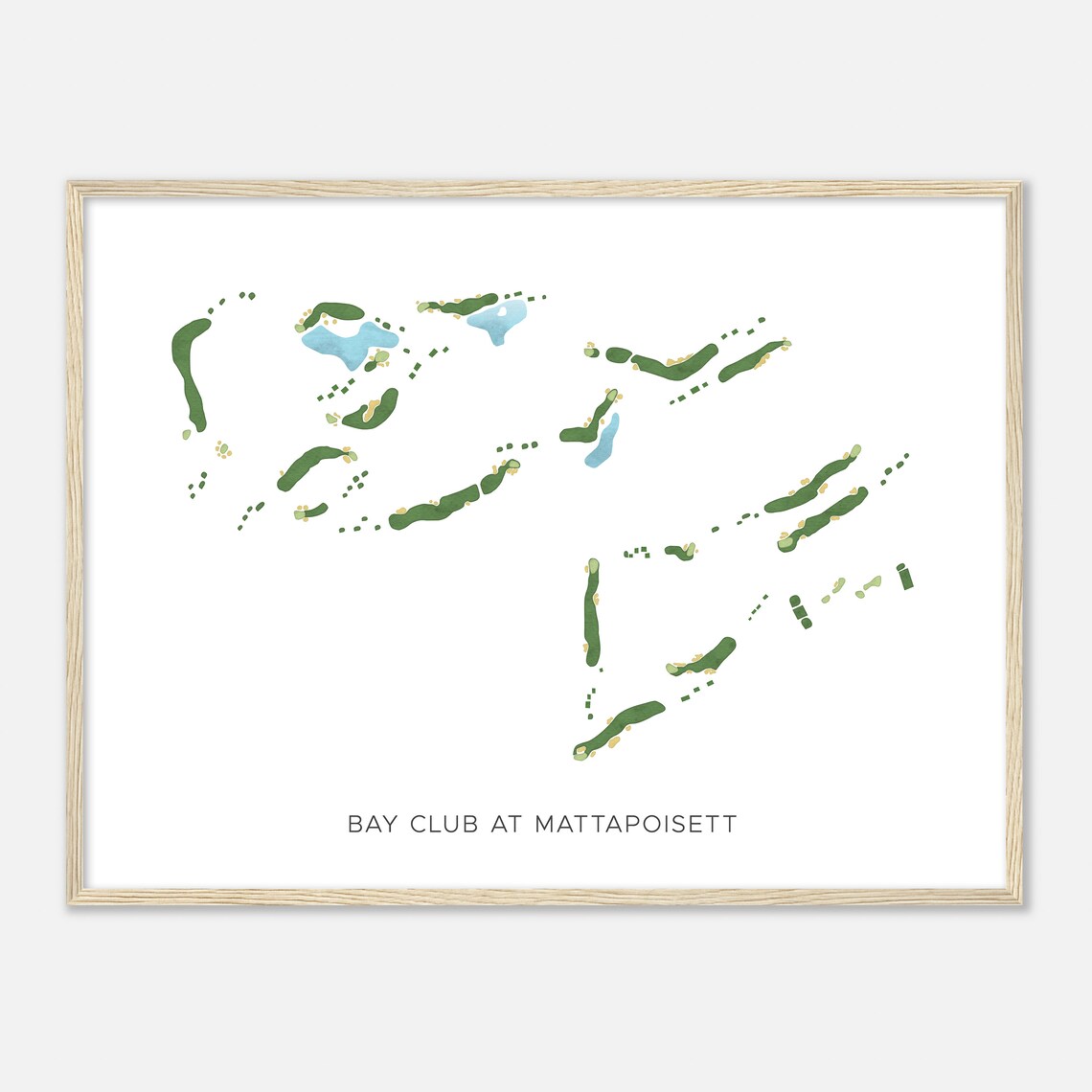 Bay Club at Mattapoisett Modern Watercolor Golf Course Map Art Poster - Image 2