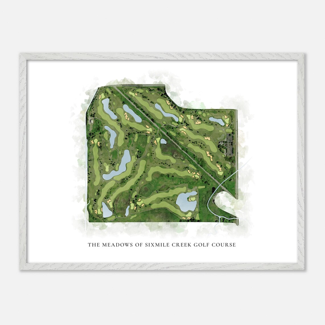 The Meadows of Sixmile Creek Golf Course Watercolor Aerial Map Poster - Image 4
