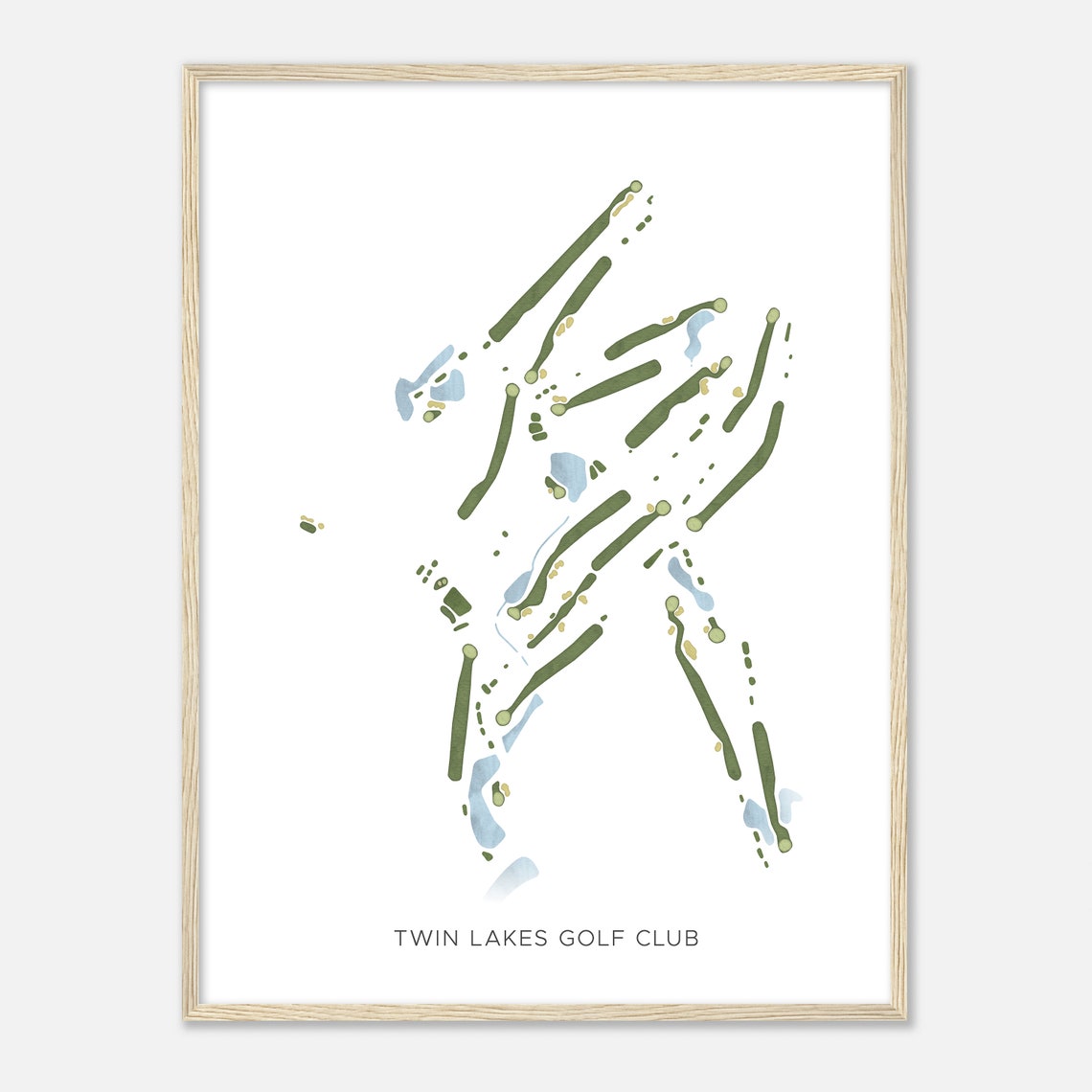 Twin Lakes Golf Club Modern Minimalist Golf Layout Map Poster - Image 2