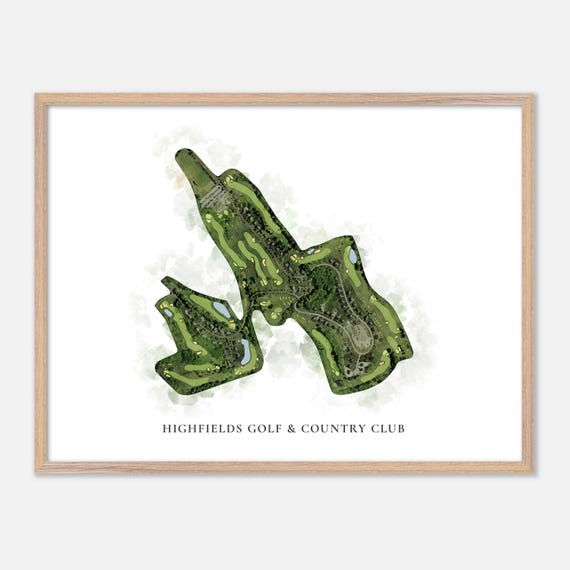 Highfields Golf Country Club In Grafton Massachusetts Classic Watercolor Map Golfer Gift Golf Wall Art Golf Poster Print