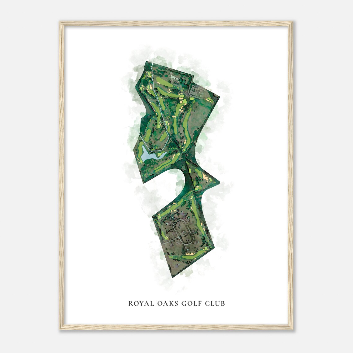 Royal Oaks Golf Club Pennsylvania Classic Watercolor Map Poster