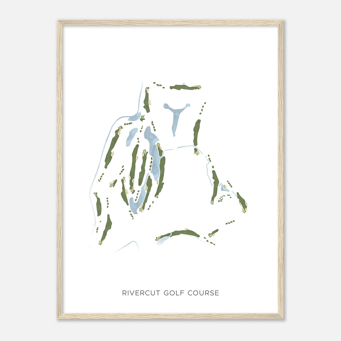 Rivercut Golf Course Missouri Modern Watercolor Map Golfer Gift Golf Wall Art Golf Poster Print Course Layout