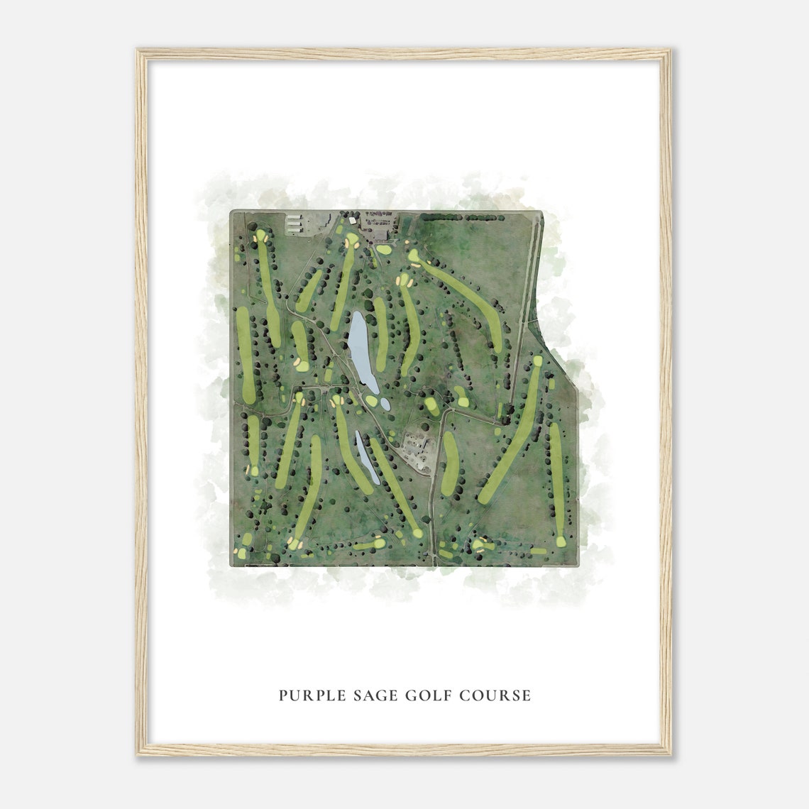 Purple Sage Golf Course Idaho Classic Aerial Watercolor Map Poster - Image 2