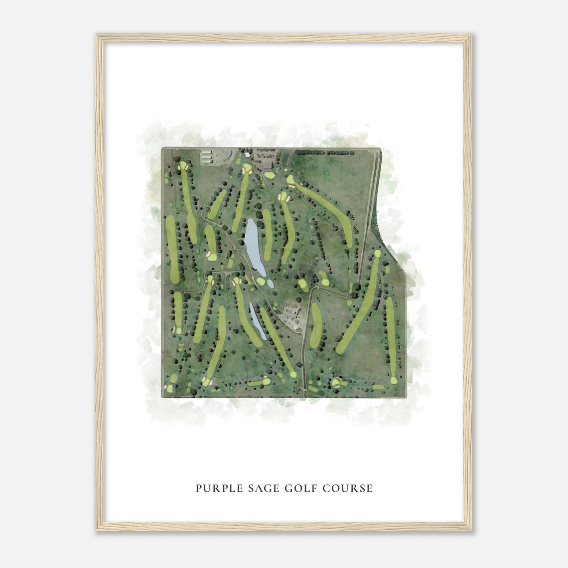Purple Sage Golf Course Idaho Classic Watercolor Map Golfer Gift Golf Wall Art Golf Poster Print Course Layout - Image 2