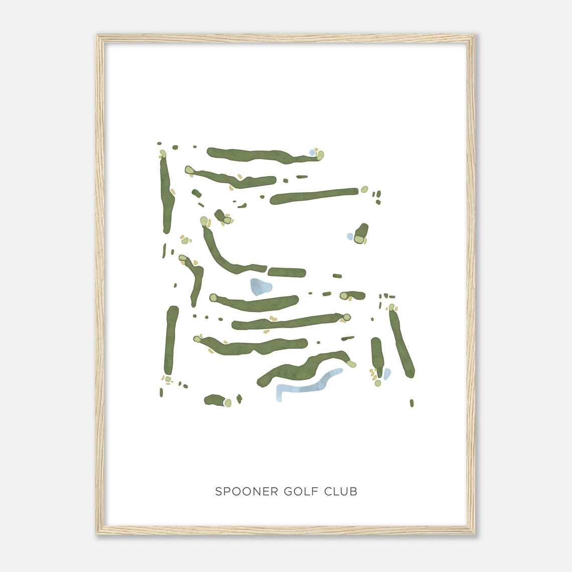 Spooner Golf Club Minimalist Watercolor Course Map Sports Wall Art