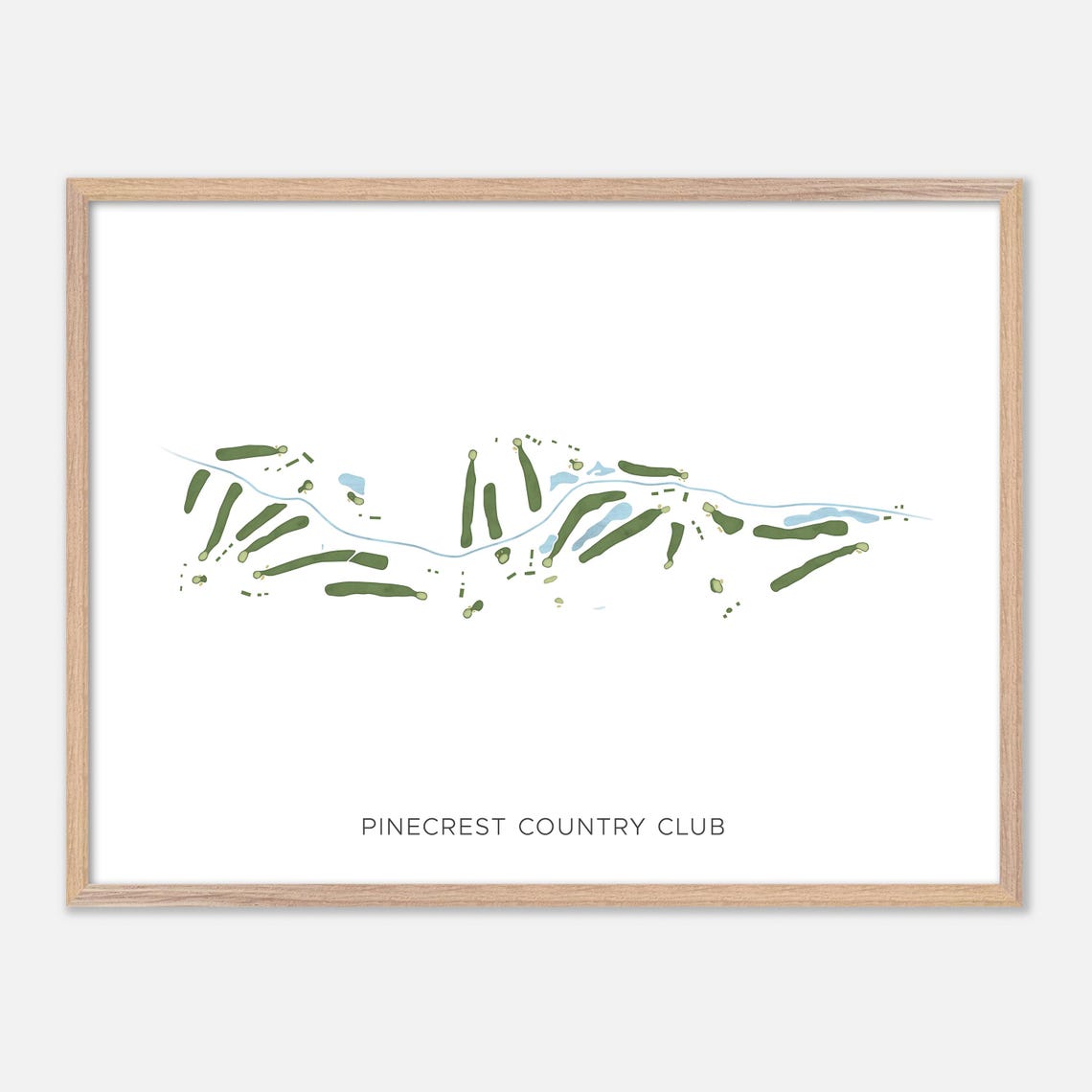 Pinecrest Country Club Longview TX Modern Watercolor Golf Map Poster